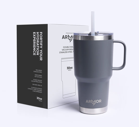 Gotham Grey 30oz / 900ml Premium Tumbler with Handle