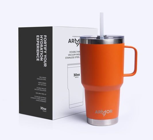 Lava Orange 30oz / 900ml Premium Tumbler with Handle