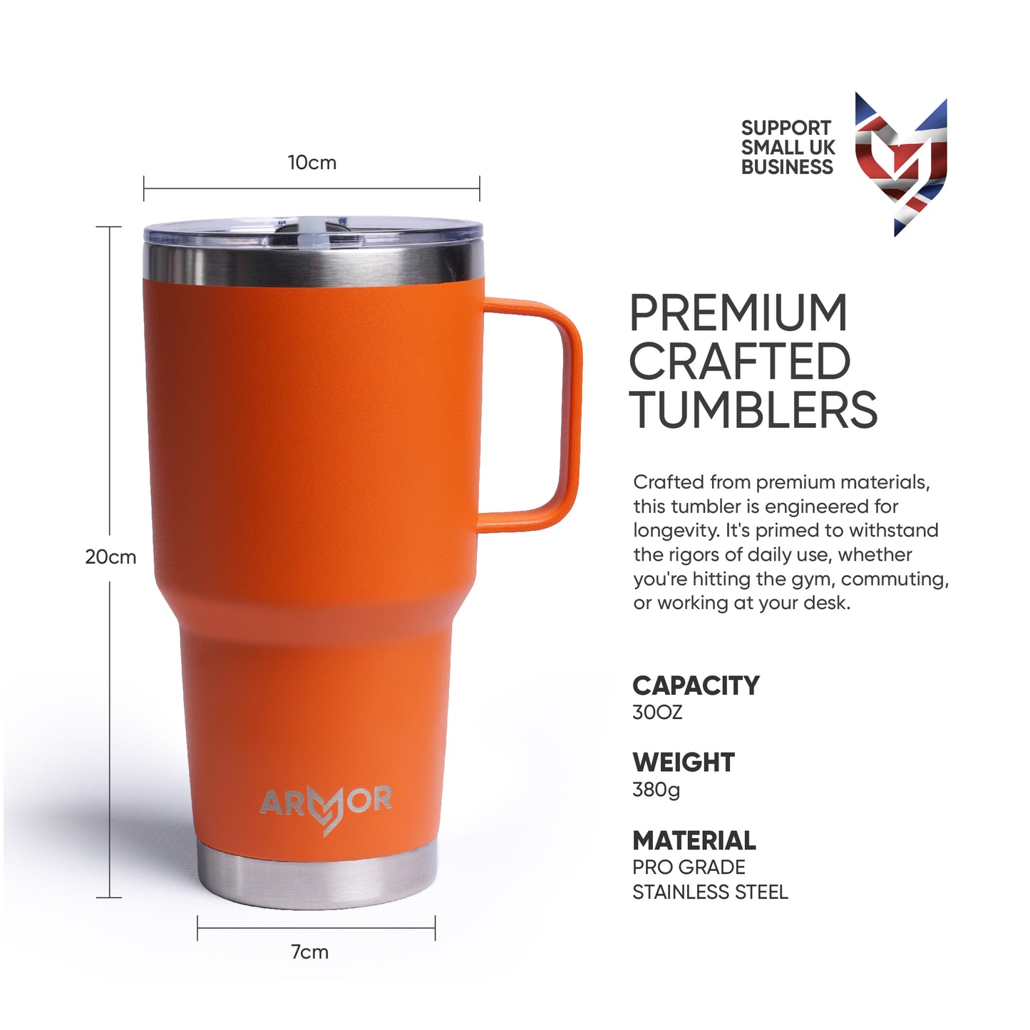 Lava Orange 30oz / 900ml Premium Tumbler with Handle