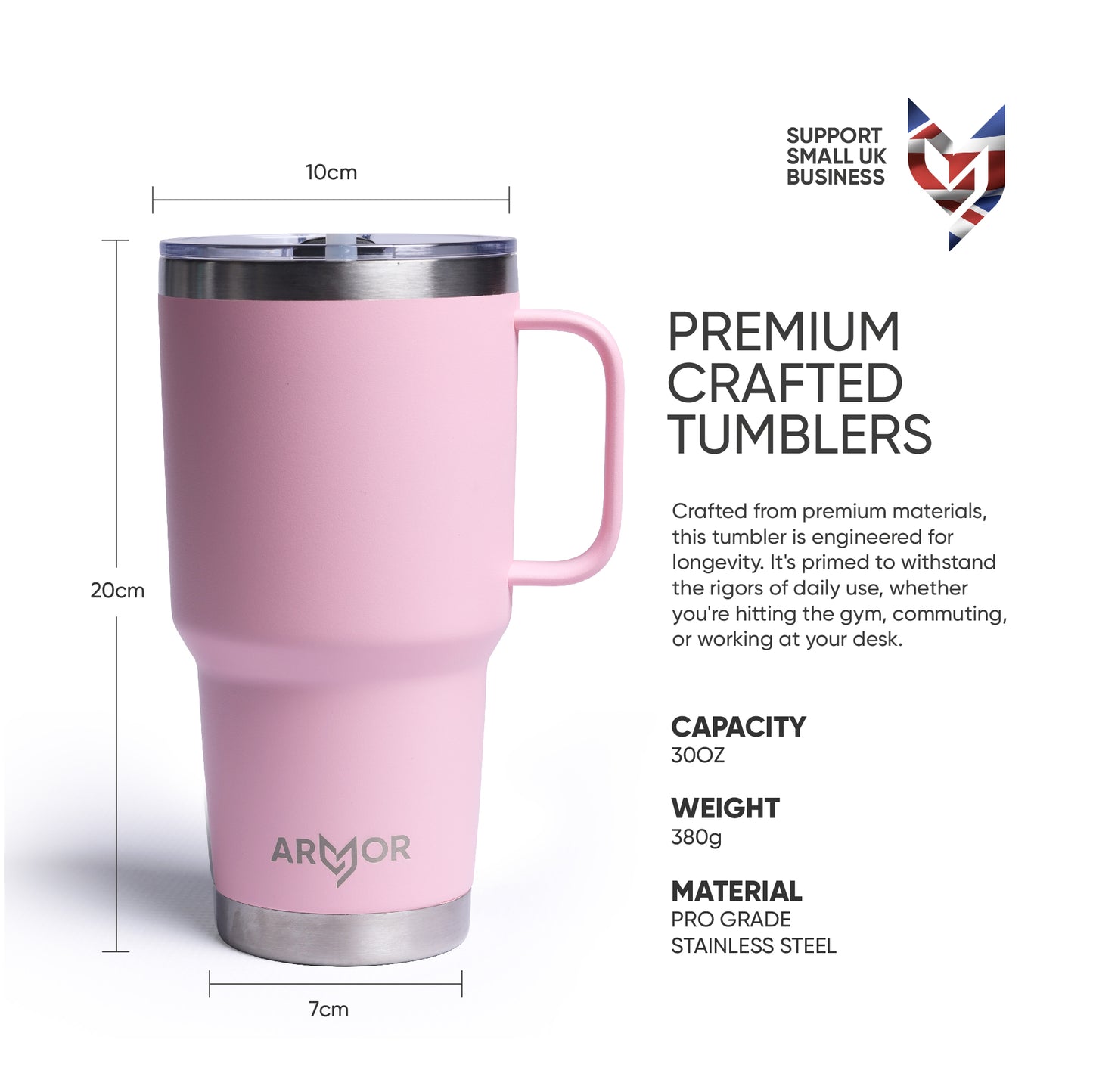 Blossom Pink 30oz / 900ml Premium Tumbler with Handle