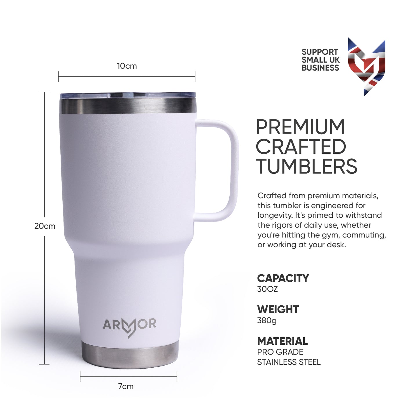 Ice White 30oz 900ml Premium Tumbler with Handle