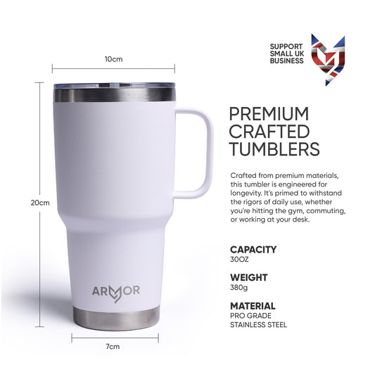 Ice White 30oz 900ml Premium Tumbler with Handle